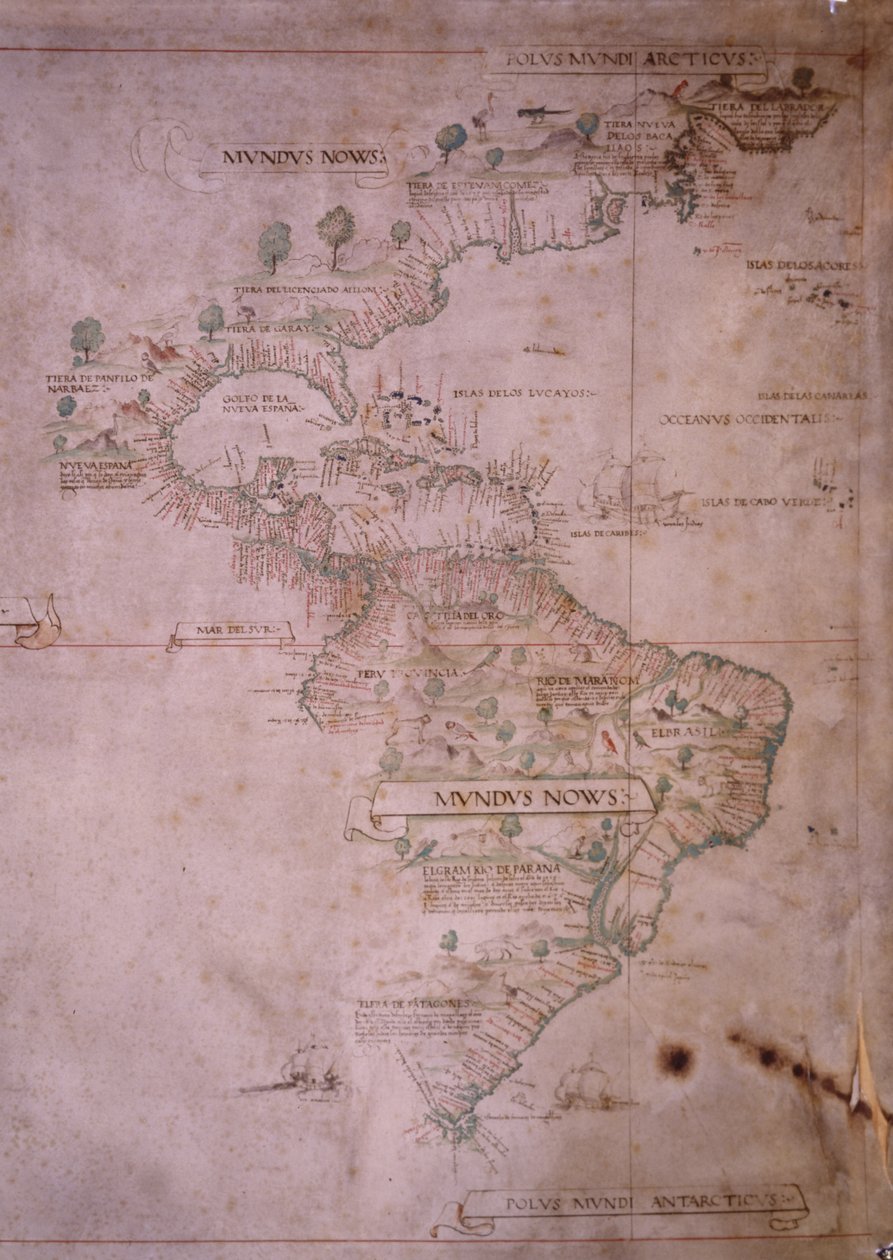 Yeni Dünya Haritası, c.1532 by Unbekannt Unbekannt