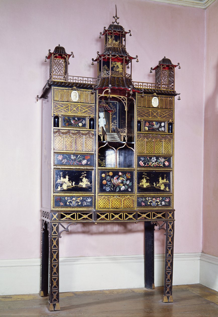 Thomas Chippendale tarzında pagoda dolabı, Avrupa cilası, 18. yüzyılın ortaları by Unbekannt Unbekannt