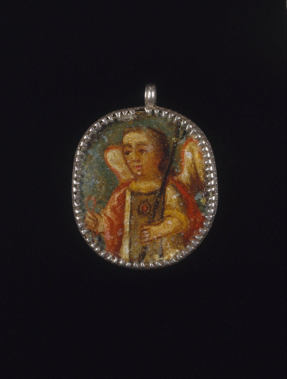 Madalyon Çerçeveli Boyalı Madalyon, Recto-Angel, Verso-Saint Barbara Bir Kale Nitelikli... by Unbekannt Unbekannt
