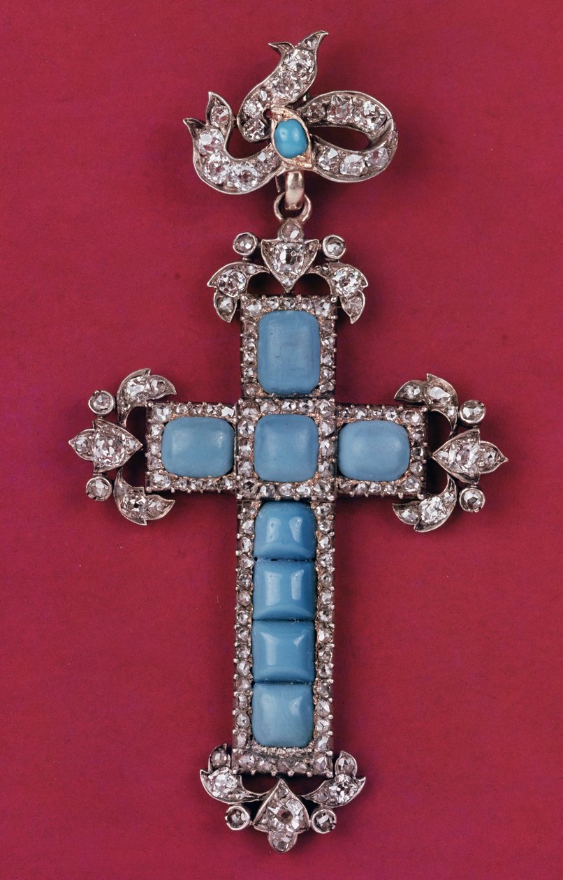 Çapraz kolye, c.1780 pırlanta ve turkuaz by Unbekannt Unbekannt