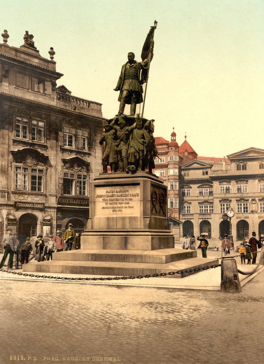 Radetzky Memorial in Prague, c.1890 (colour postcard) by Unbekannt Unbekannt