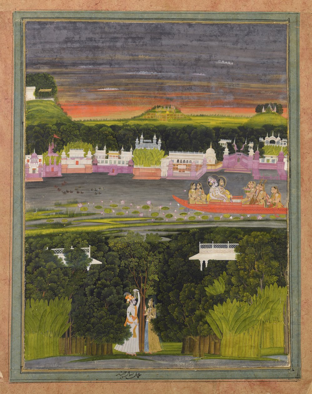 Aşk teknesinde Radha ve Krishna by Unbekannt Unbekannt