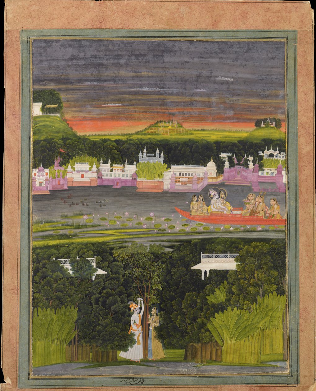 Aşk teknesinde Radha ve Krishna by Unbekannt Unbekannt