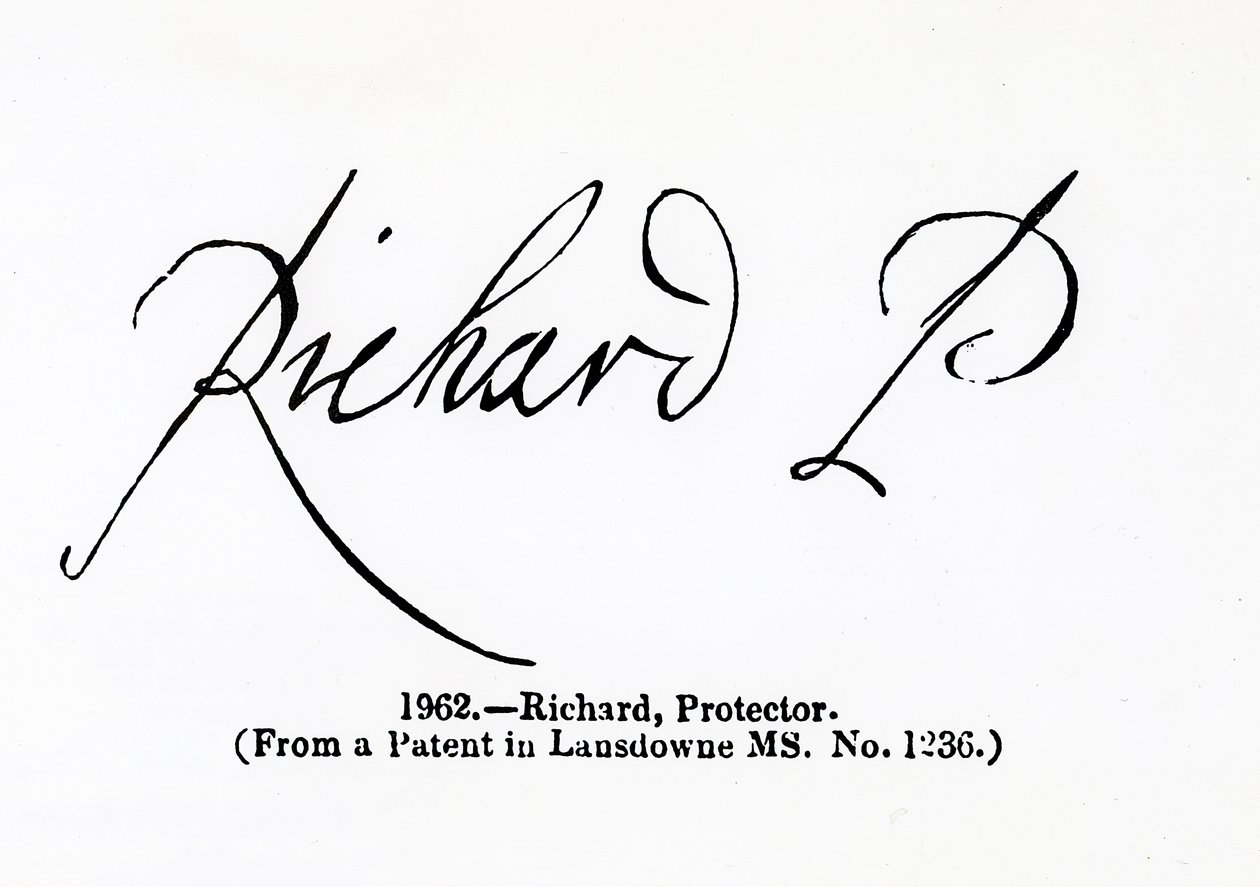 Richard Cromwell (1626-1712) Lord Protector imzasının çoğaltılması by Unbekannt Unbekannt