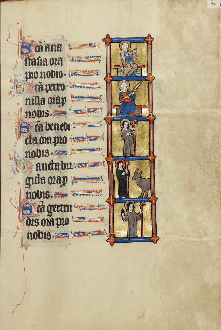 Aziz Anastasia Enthroned, Aziz Petronilla, Bir Crosier ile Abbess Benedicta ve Abbess Bridgit zekâsı... by Unbekannt Unbekannt