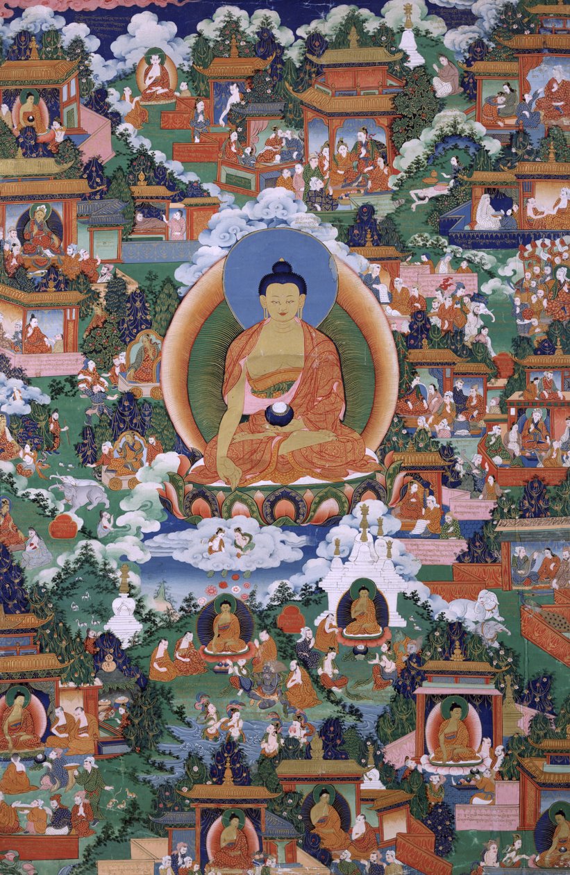 Avadana Efsane Sahneleri ile Shakyamuni Buddha by Unbekannt Unbekannt