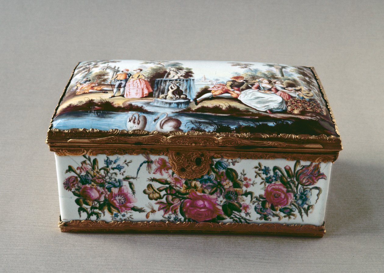 Snuffbox, yaldızlı montajlı c.1750 emaye by Unbekannt Unbekannt