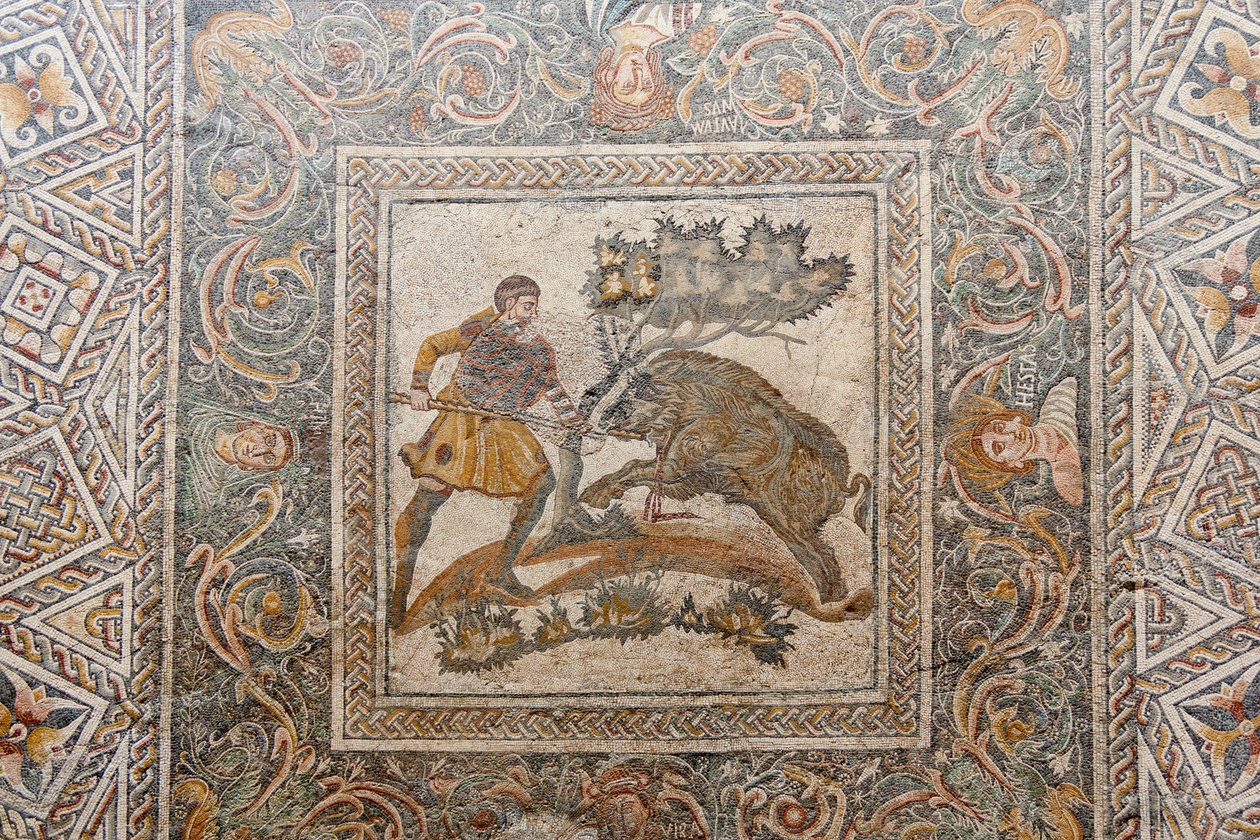 Domuz Avı mozaiği by Unbekannt Unbekannt