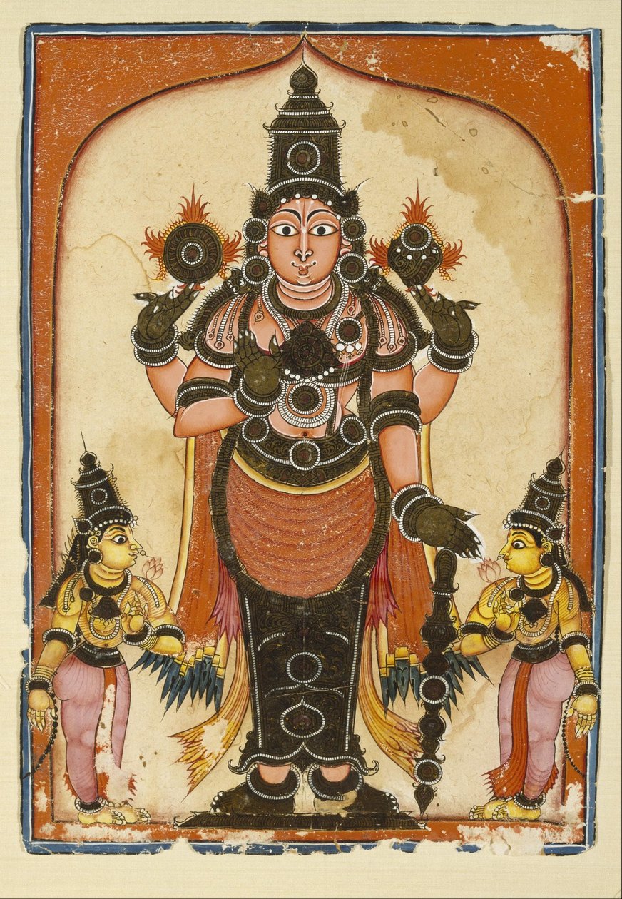 Bilinmeyen Hintli - Lord Vishnu, İki Eş, Sree Devi ve Bhu Devi ile by Unbekannt Unbekannt