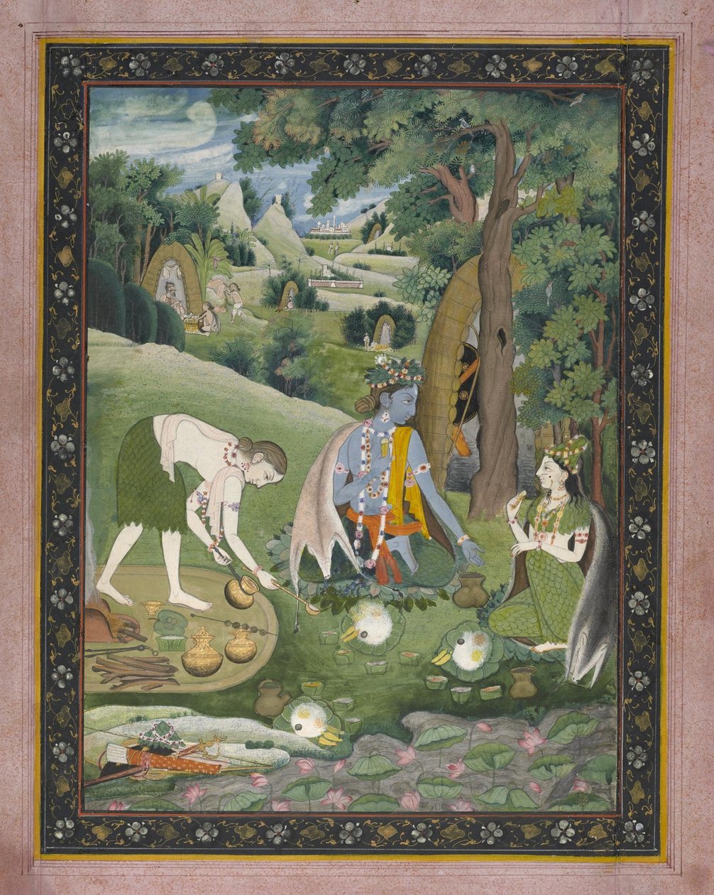 Bilinmeyen Kızılderili - Rama, Lakshmana ve Sita Vahşi Doğada Yemek Pişirme ve Yeme by Unbekannt Unbekannt