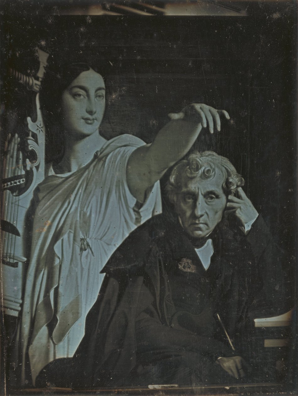 Bilinmeyen yapımcı, Fransız - (Maria Luigi Carlo Zenobio Salvatore Cherubini ve ilham perisinin Ingres Tablosu) by Unbekannt Unbekannt