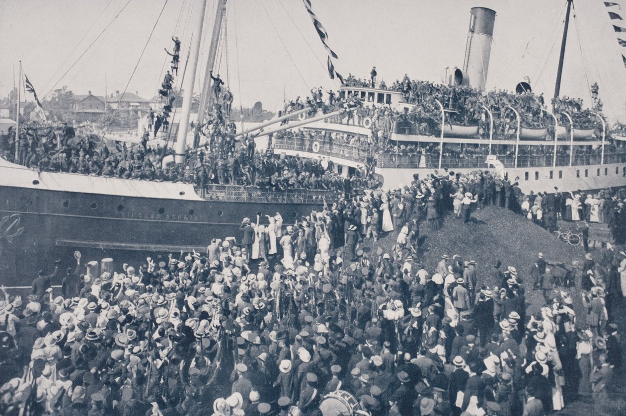 Volunteer Canadian troops embarking at Victoria, British Columbia, Canada  by Unbekannt Unbekannt