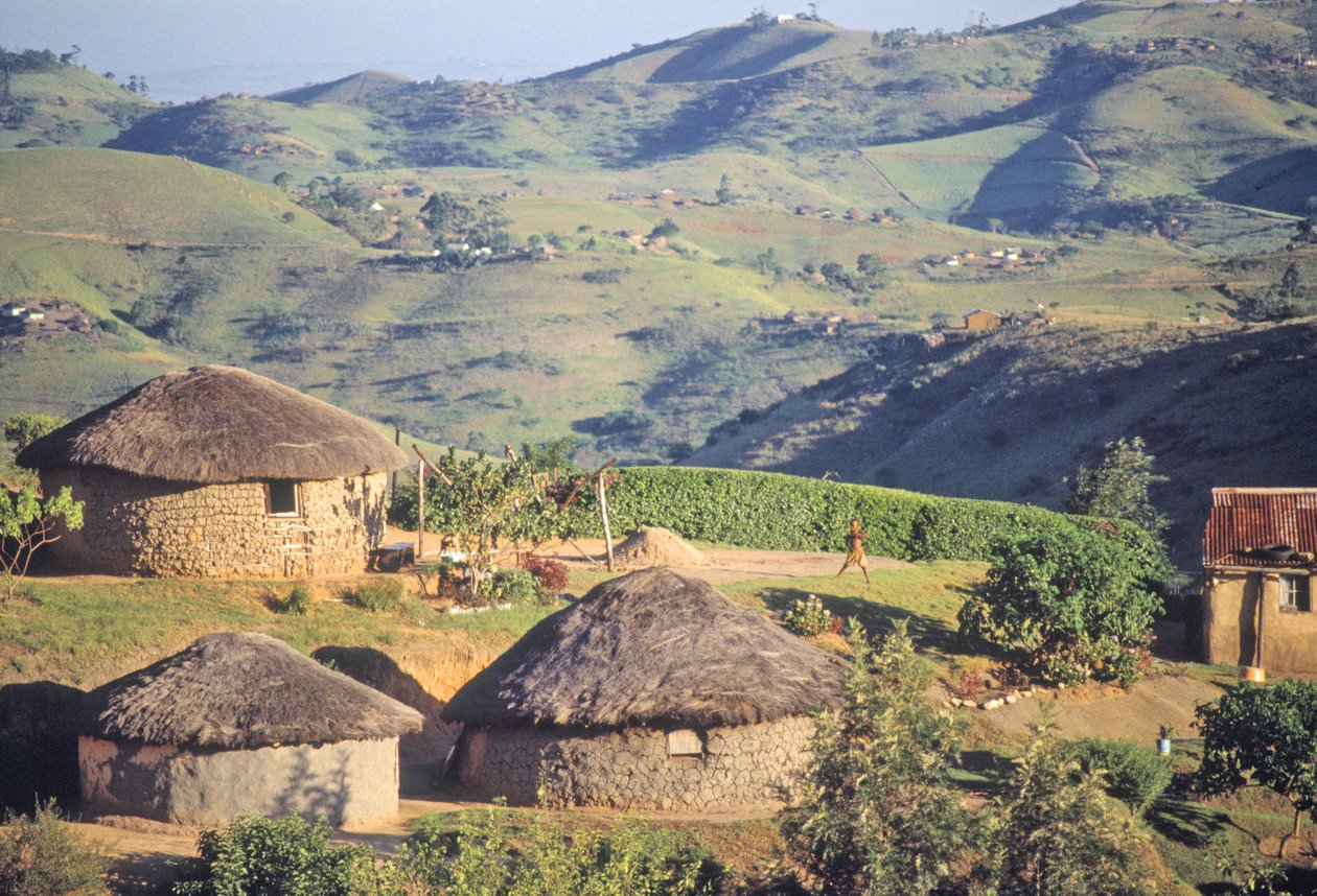 Eshowe yakınlarındaki Zulu Köyü by Unbekannt Unbekannt