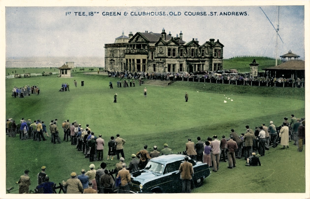 1st Tee, 18th Green & Clubhouse, Old Course, St. Andrews, c1955 by Unbekannt