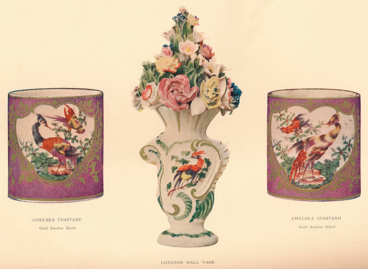 2 Chelsea Hokka ve Longton Hall Vazo, c1755 by Unbekannt