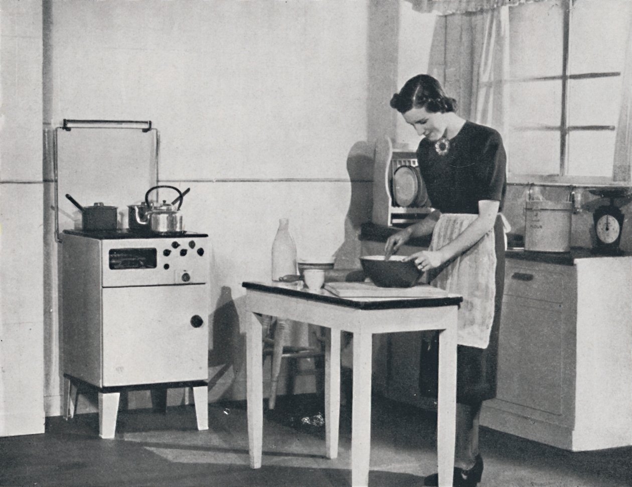 Bir gazlı ocakla donatılmış bir İngiliz mutfağı, 1942. by Unbekannt