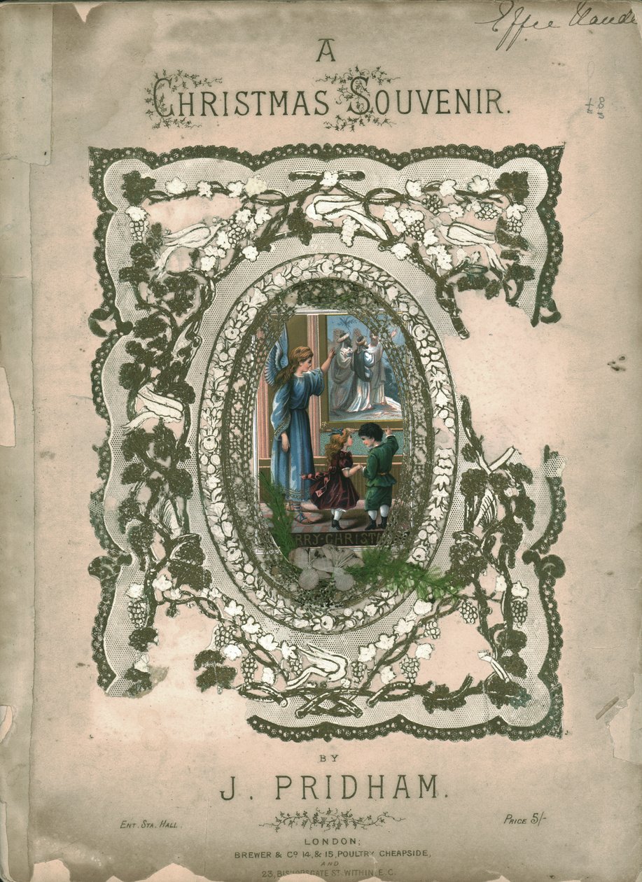 Bir Noel Hatırası, notalar için kapak sayfası, c1860s by Unbekannt