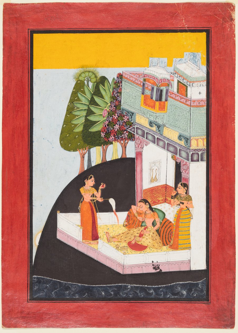 Bir Terasta Refakatçilerle Teselli Eden Bir Hanım, c. 1730. by Unbekannt