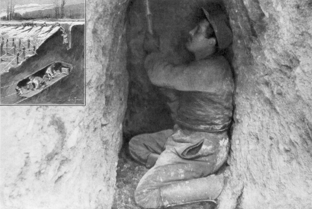 Düşman hatlarının altına mayın yerleştirmek için tünel kazayan bir Fransız istihkamcı, Fransa, 1915 by Unbekannt