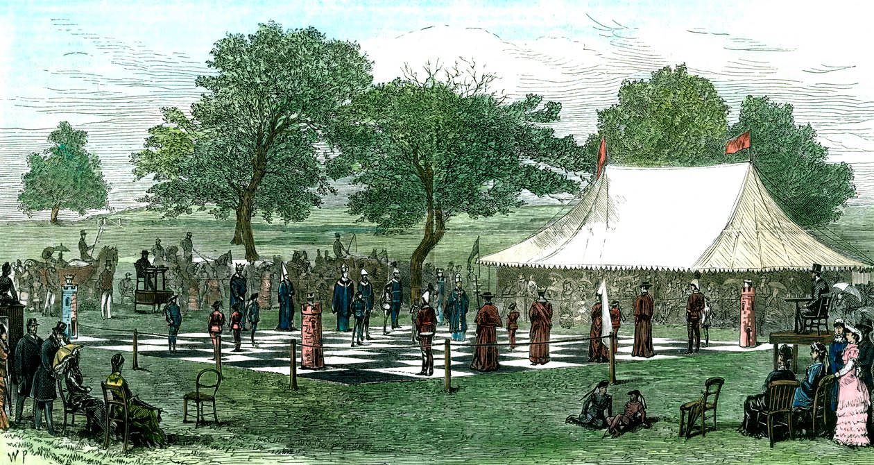 Canlı Taşlarla Satrançta Bir Oyun, 1882 by Unbekannt
