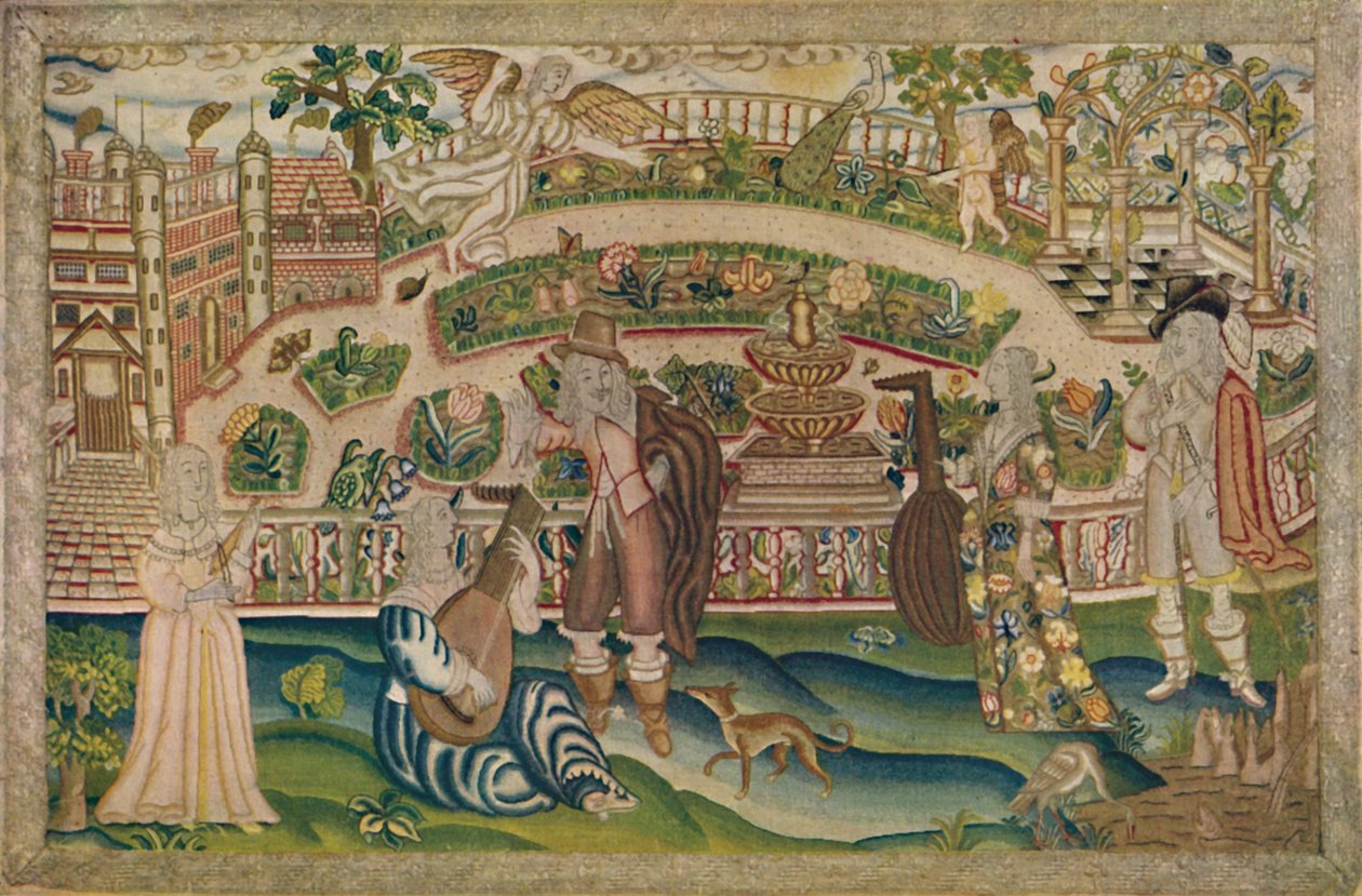 Bir Bahçe Sahnesi - I. Charles Dönemine Ait Petit-Point Resmi, 17. yüzyılın başları, 1928 by Unbekannt