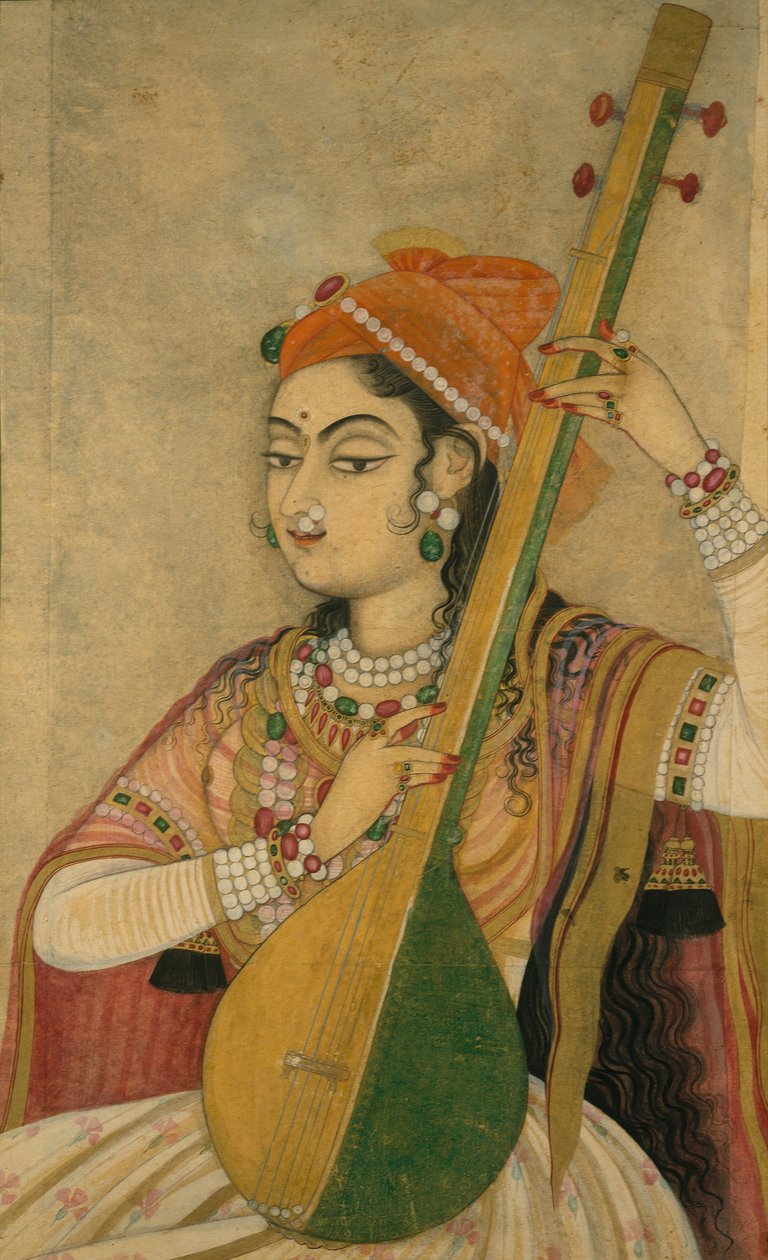 Tanpura Oynayan Bir Kadın, yaklaşık. 1735. by Unbekannt
