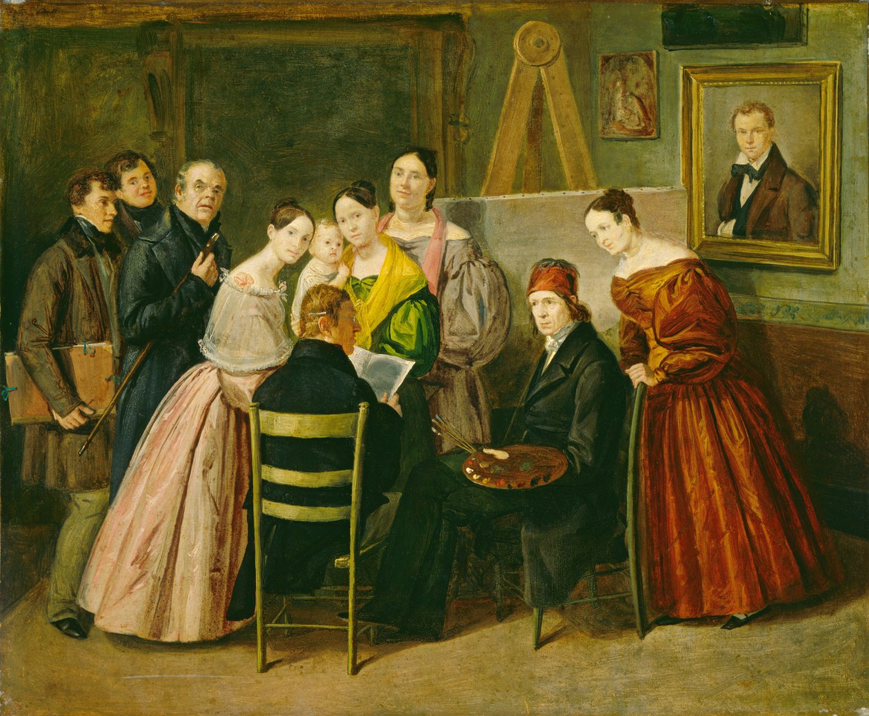Bir Ressam ve Bir Atölyede Ziyaretçiler, c. 1835. by Unbekannt