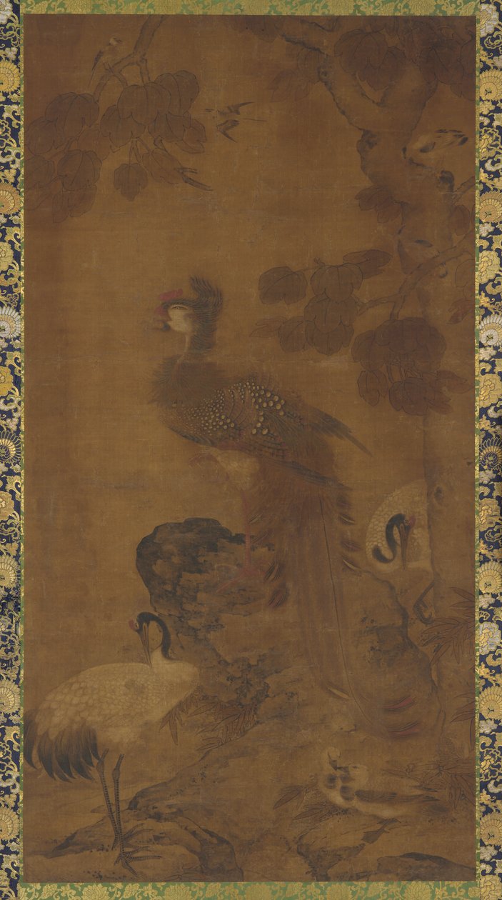 Bir ağacın altında bir anka kuşu ve iki turna, Ming hanedanı, 16-17. yüzyıl. by Unbekannt