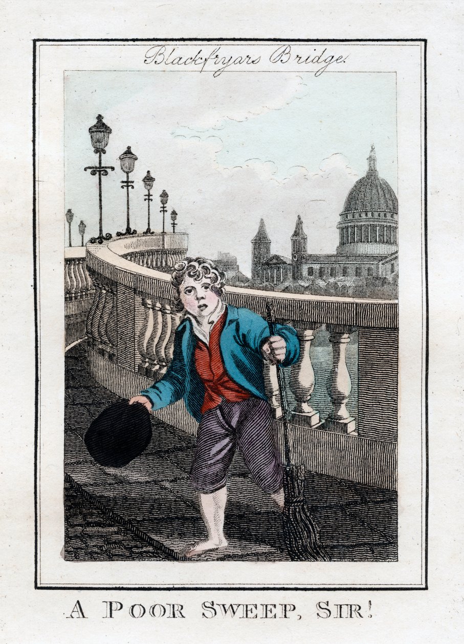 Zavallı Bir Süpürme, Efendim!, Blackfriars Köprüsü, Londra, 1805 by Unbekannt