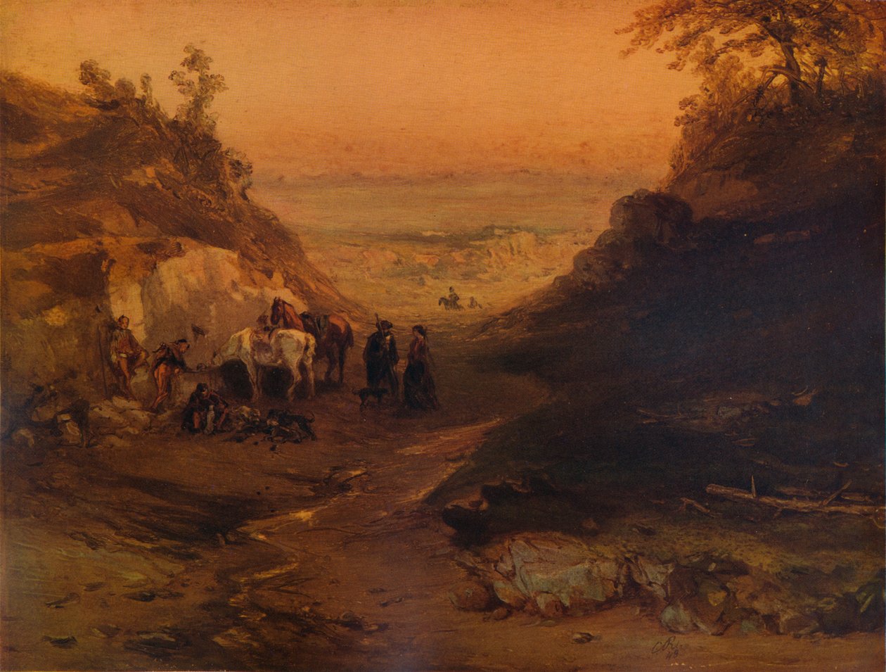 Figürler ve Atlarla Kayalık Bir Geçit, 1848, 1938 by Unbekannt