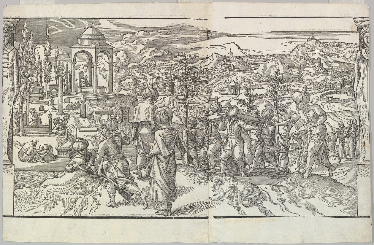 Frizden bir Türk Cenazesi Ces Moeurs et fachons de faire de Turcz Gümrük ve Fas..., 1553. by Unbekannt