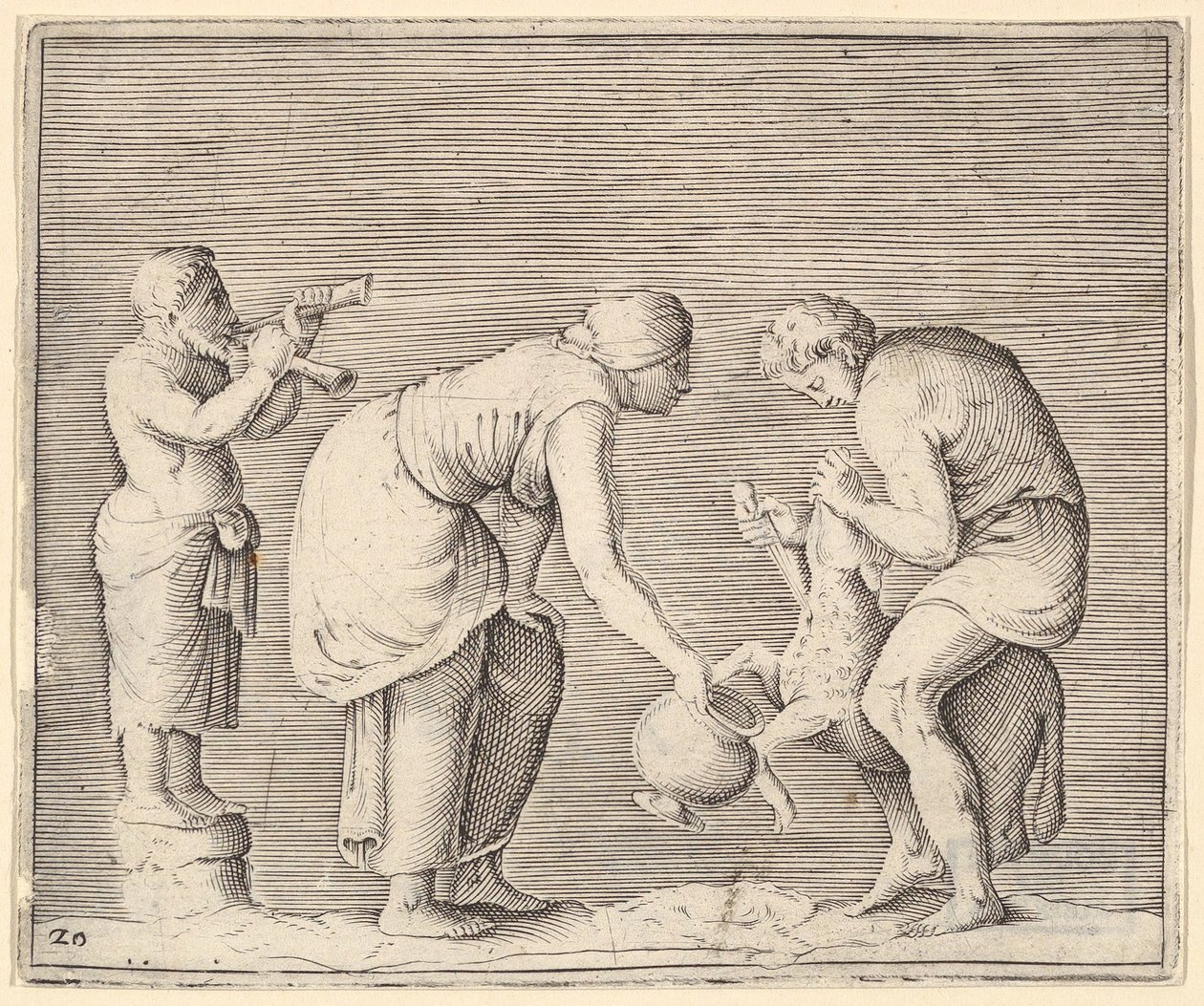 Bir Koyundan Kan Toplayan Kadın, yayınlanmış ca. 1599-1622. by Unbekannt