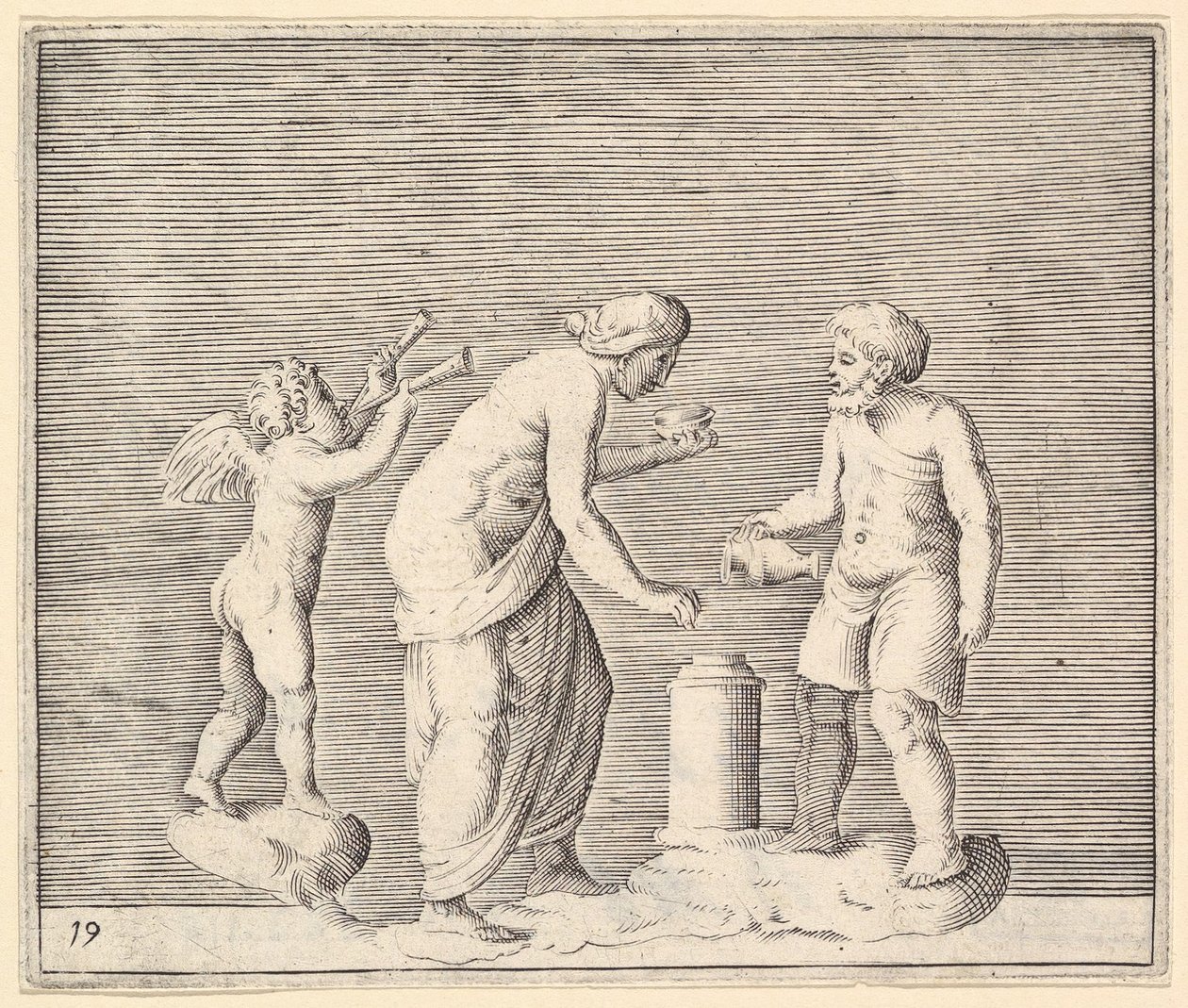 Aşk Tanrısının Varlığında Kurban Eden Bir Kadın ve Erkek, yaklaşık olarak yayınlandı. 1599-1622. by Unbekannt