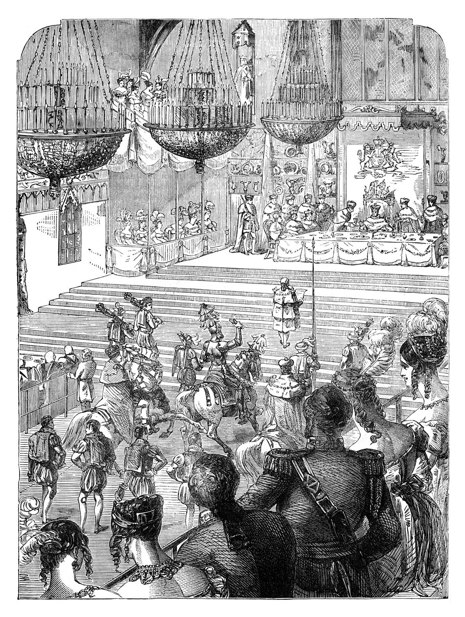 Westminster Hall'da Kral IV. George'un taç giyme törenini kutlayan bir ziyafet, 1821 c1895 by Unbekannt