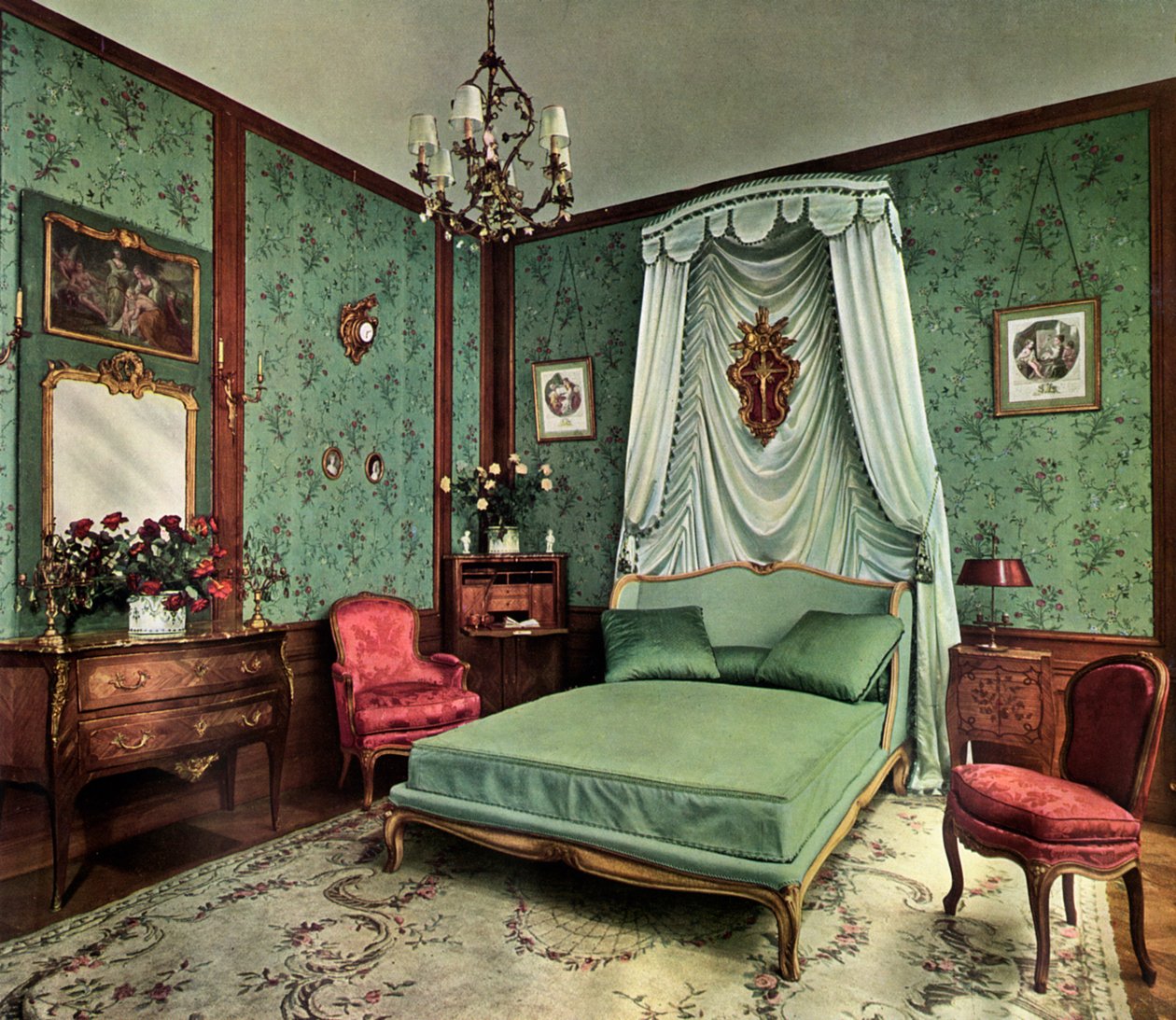 Louis XV Room saltanatından bir yatak odası, Hotel des Saints Pères, Paris, 1938 by Unbekannt