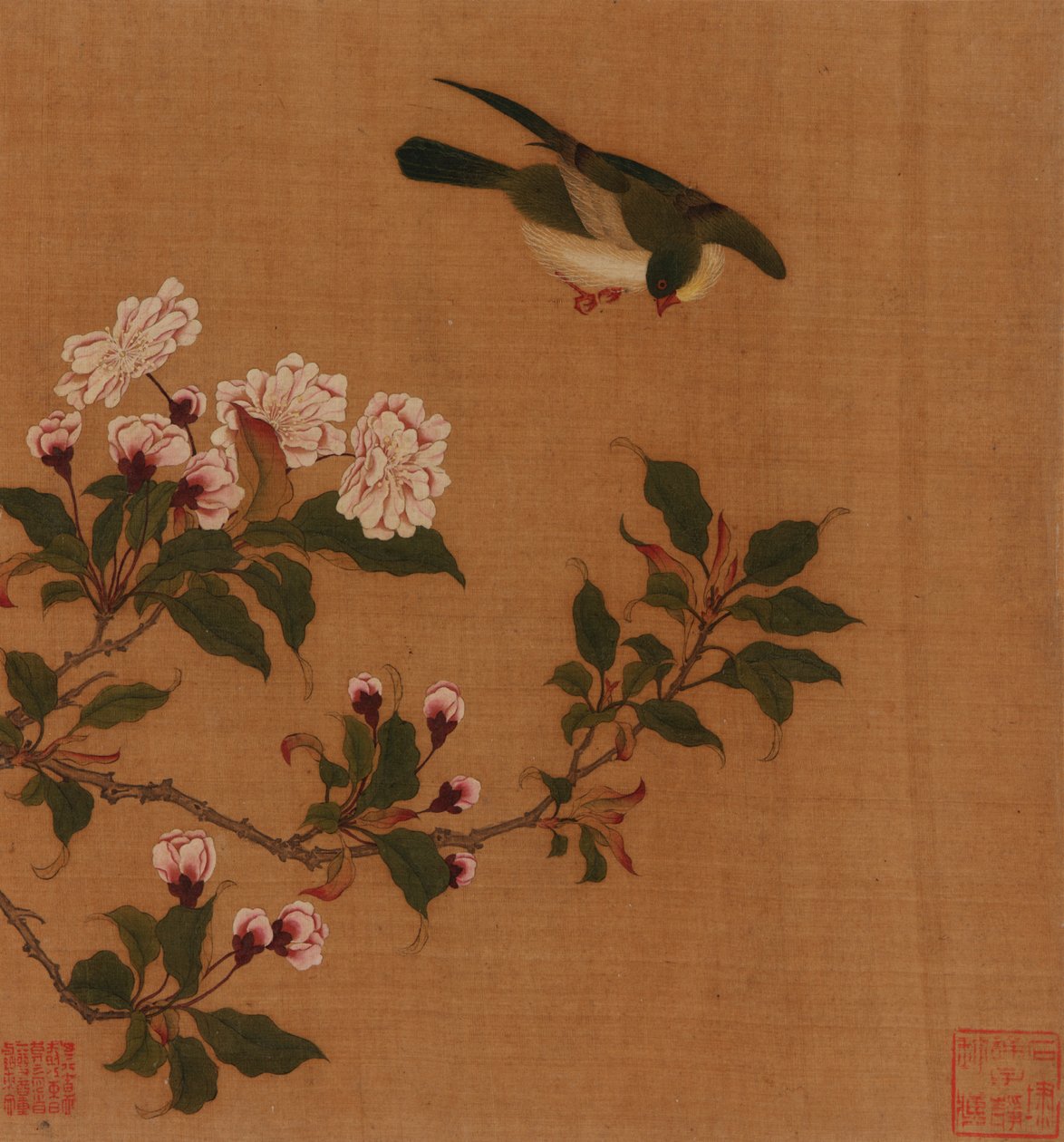 Çiçek açan dalların üzerinde uçan bir kuş, Qing hanedanı, 18. yüzyıl. by Unbekannt