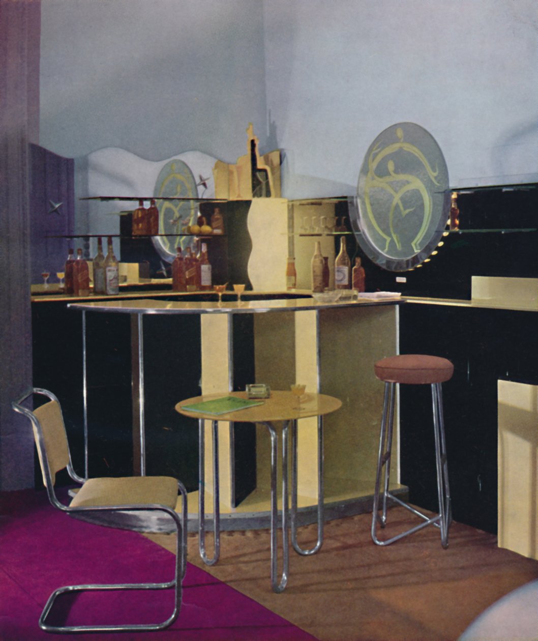 İngiliz Vitrolite Company of London tarafından Kenneth Cheesman tarafından tasarlanan bir kokteyl barı, 1935 by Unbekannt