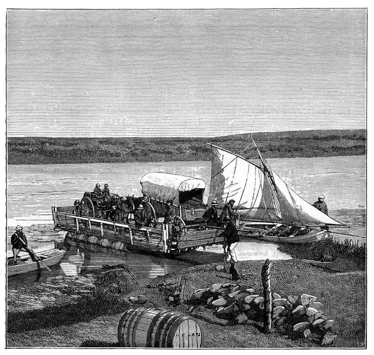 Vaal Nehri üzerinde bir feribot, Transvaal, Güney Afrika, c1890 by Unbekannt