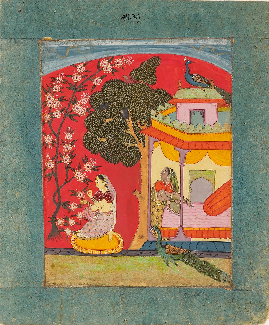 Çiçek toplayan bir kadın, müzikal modu gösteren Ramakali Ragini, c1675 by Unbekannt