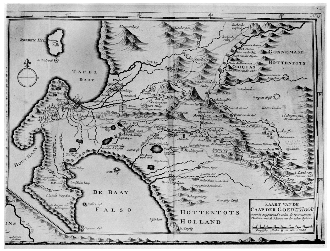 Van der Stels zamanında Ümit Burnu haritası, Güney Afrika, 18. yüzyıl 1931 by Unbekannt