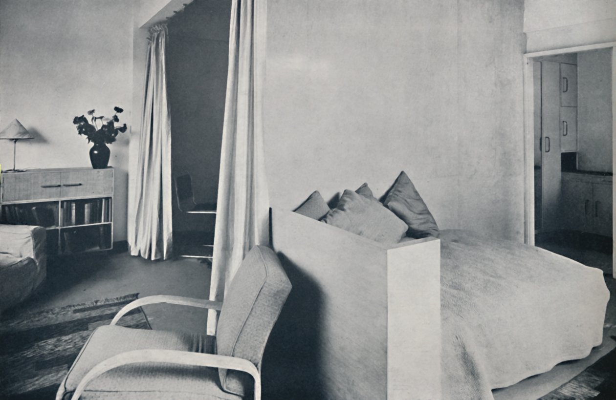Isokon Lawn Road Dairelerinden birinde stüdyo oturma odası, Hampstead, Londra, 1936 by Unbekannt