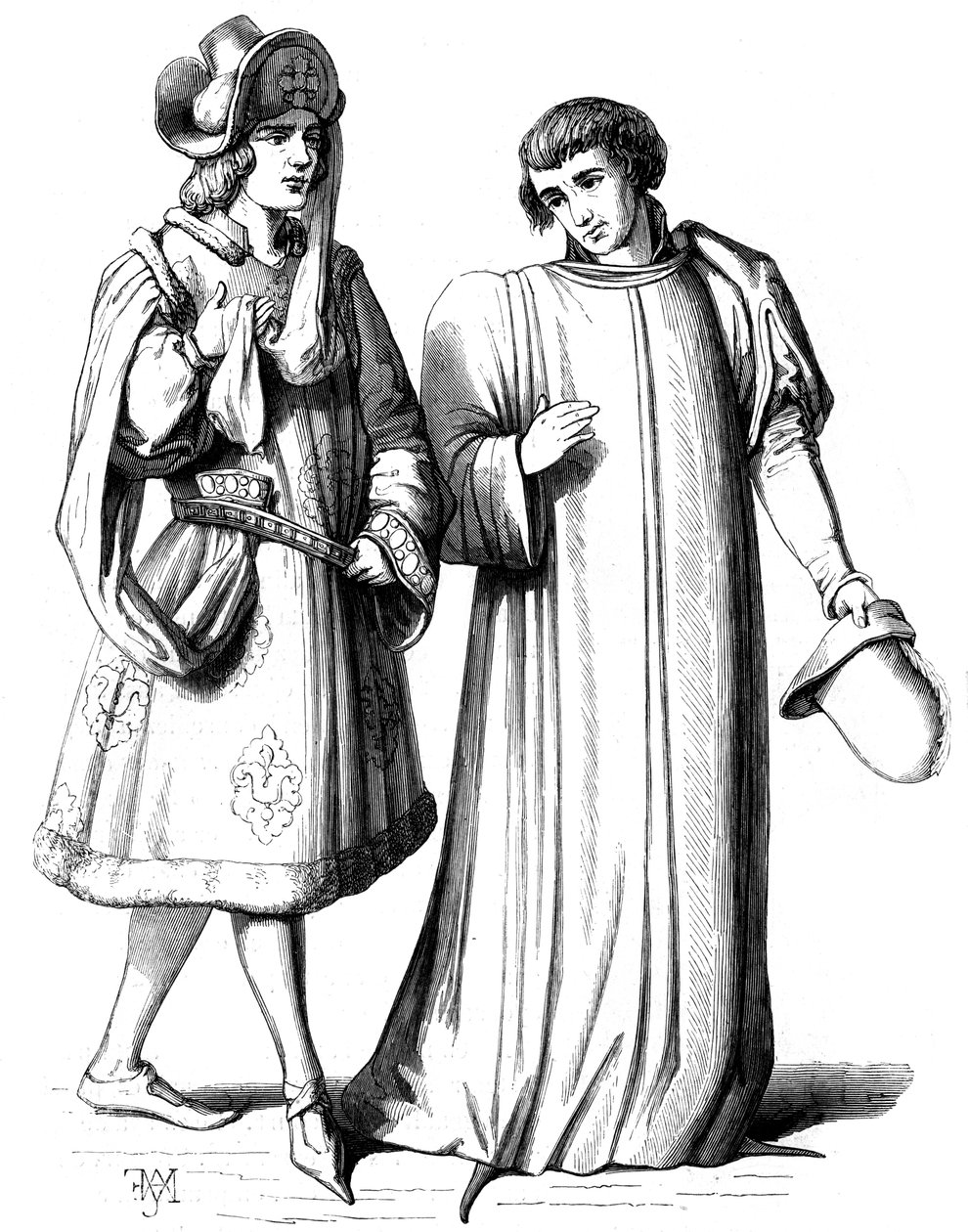 Genç bir asilzade ve burjuvazinin bir üyesi, 14. yüzyıl 1849 by Unbekannt