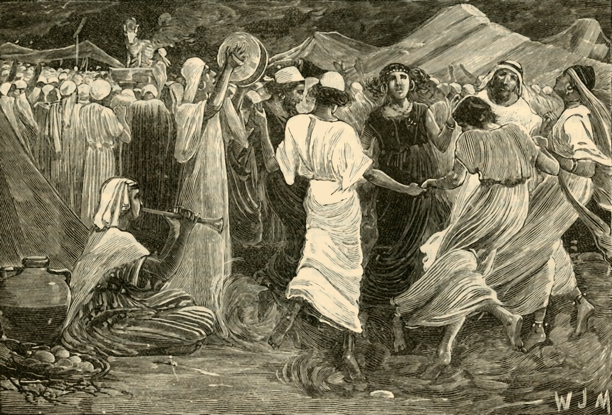 Aaron ve Buzağıya Tapan İsrailliler, 1890. by Unbekannt
