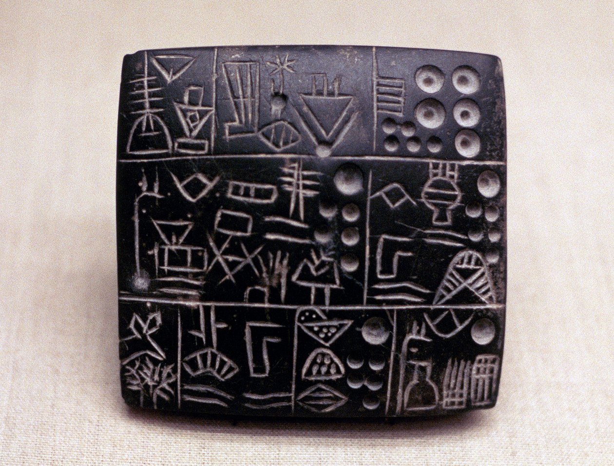 İdari tablet kil, Mezopotamya Sümer, MÖ 3100-2900 by Unbekannt
