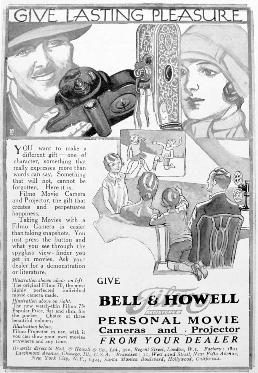 Bell & Howell kişisel film kameraları ve projektörleri için reklam, 1920'ler by Unbekannt