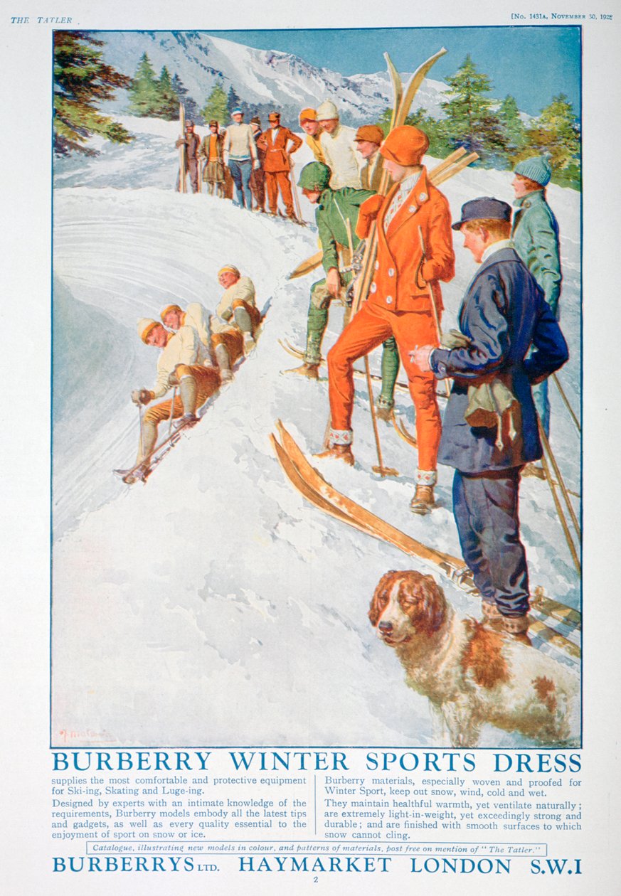 Burberry kış sporları elbisesi reklamı, 1928 by Unbekannt