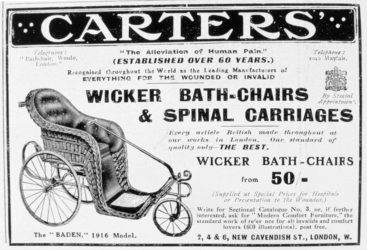 Carters hasır banyo sandalyeleri ve omurga arabaları için reklam, 1916 by Unbekannt