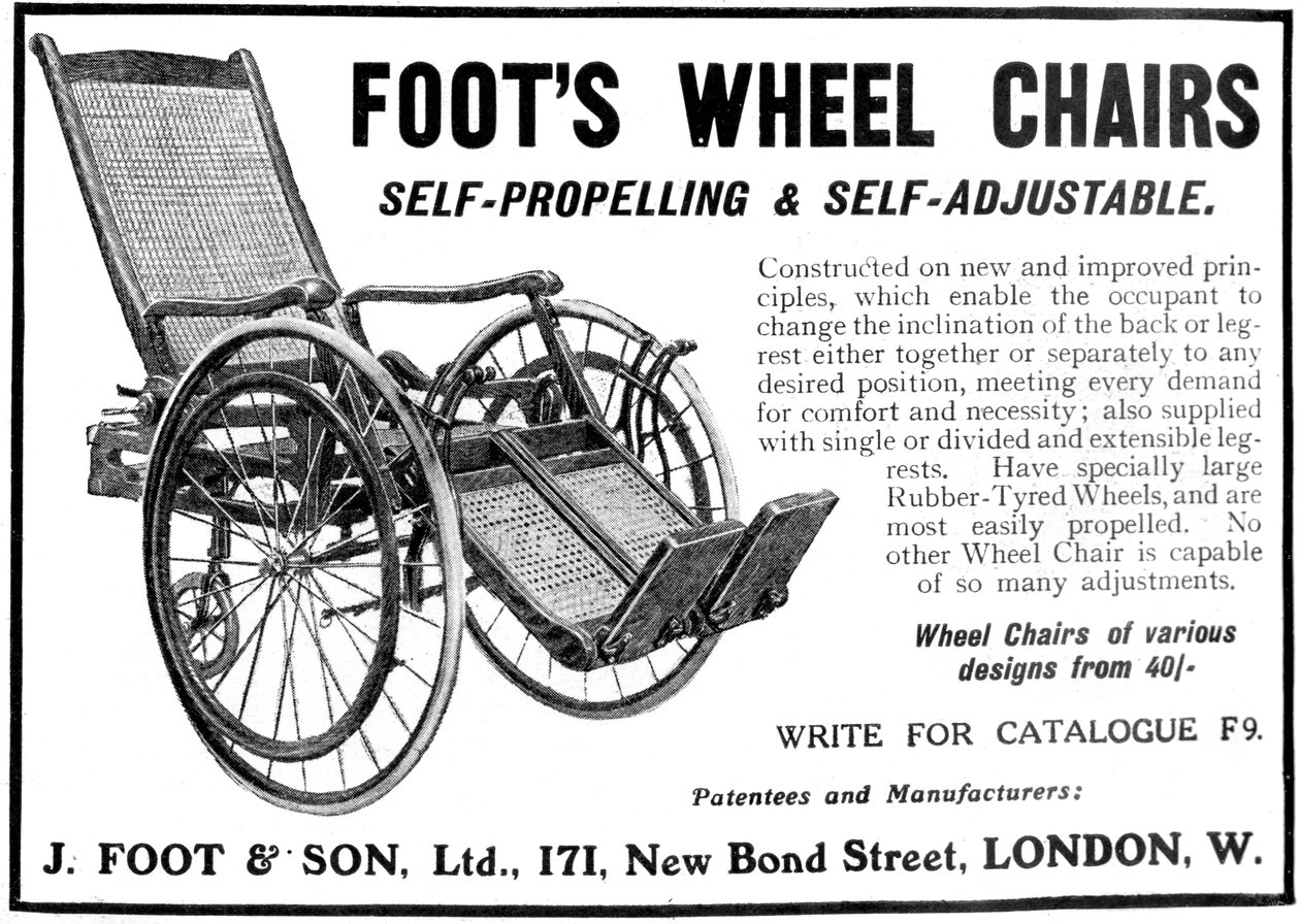 Foots tekerlekli sandalye reklamı, 1910 by Unbekannt