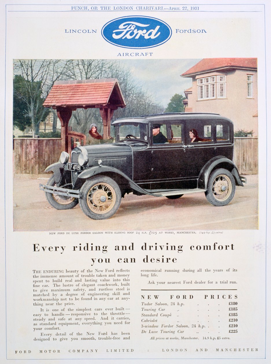 Ford motorlu arabalar için reklam, 1931 by Unbekannt