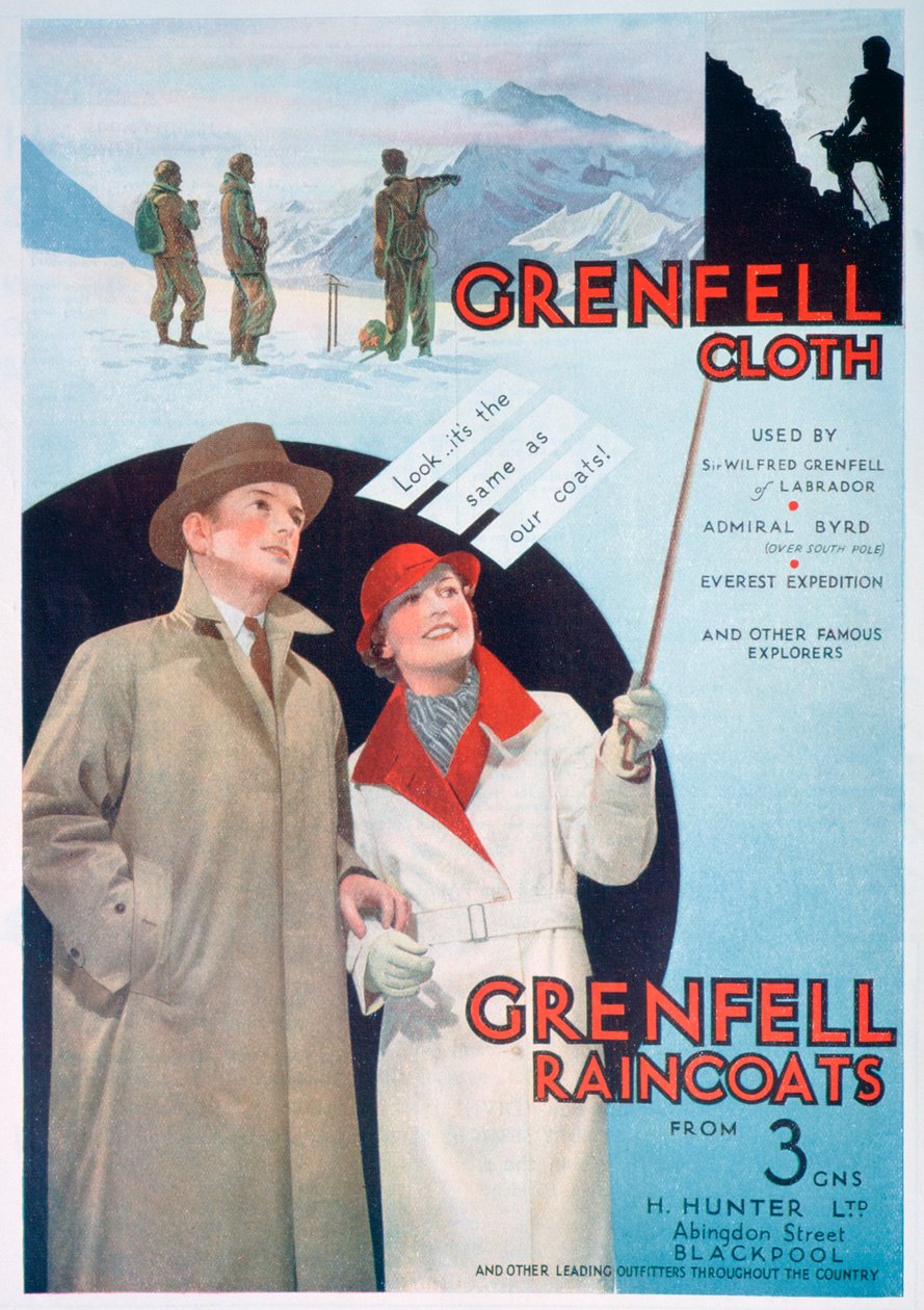 Grenfell kumaş ve yağmurluk reklamı, 1937 by Unbekannt